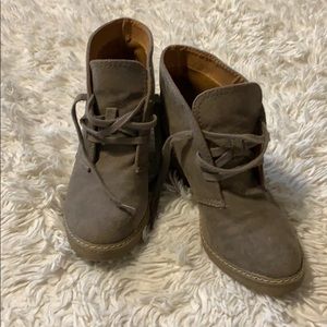 Tan (suede-like) booties
